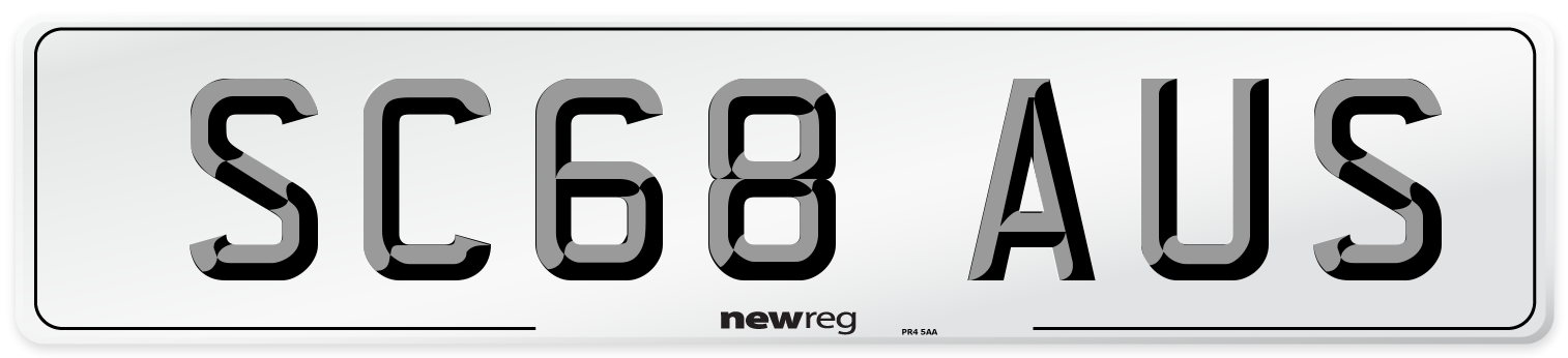 SC68 AUS Number Plate from New Reg